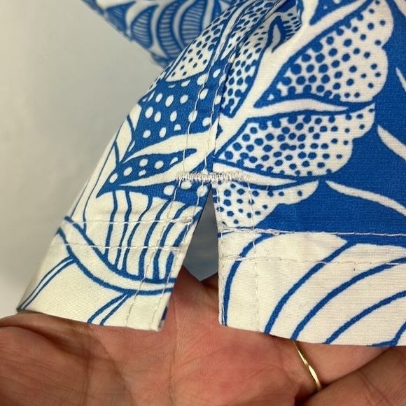 Lands' End Swim Trunks Men L Blue & White Tropical Floral Mesh Brief Inseam 8" - Picture 8 of 13